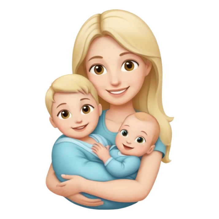 mom holding her baby, smiling faces sticker