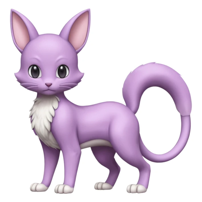 Pastel dull greyish anthropomorphic digitigrade Mewtwo-Beerus-Venom-Espurr-Minccino-hybrid-animal-ET-species-creature, full body  sticker
