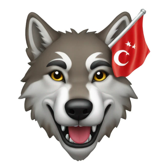 a wolf with a mask and a flag of Türkiye sticker