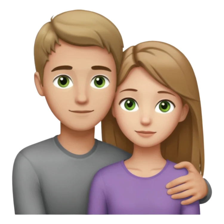 Slender handsome young tall man and young medium height girl hugging, they have light gray-green eyes and light brown hair, barely tanned Caucasian skin sticker