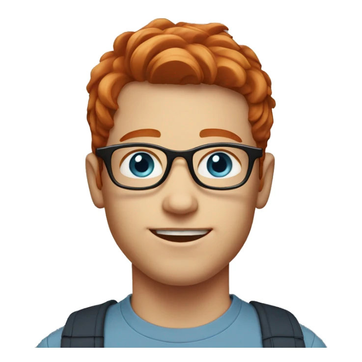 young guy with Redhead hair and blue eyes with round glasses sticker