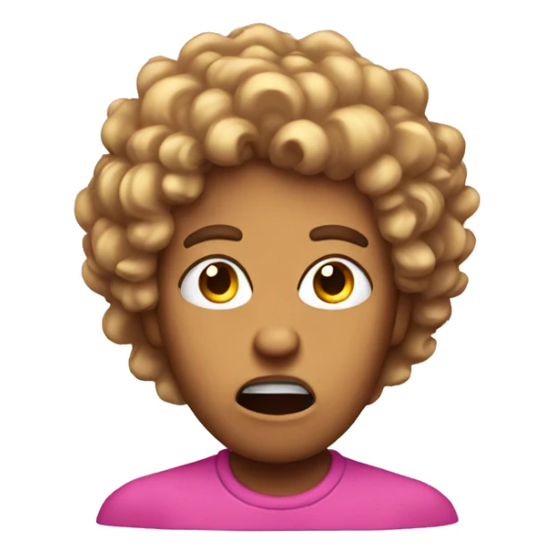 pink angry reaction emoji with curly hair sticker
