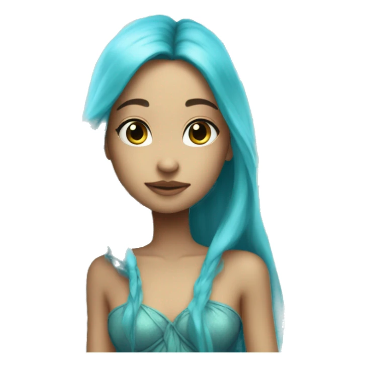 Beautiful, fairy, blue, turqoise, long hair, big wings sticker