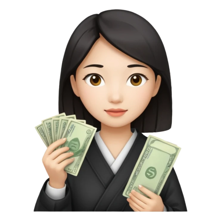 Hot Asian girl with money  sticker