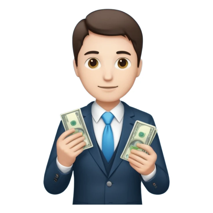 CEO with money in his hands donating to hospital sticker