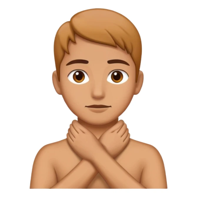 A person with their hands crossed around their neck sticker