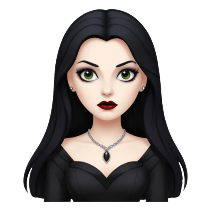 Vampira with long black hair sticker