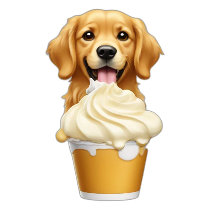 golden retriever eating whipped cream sticker