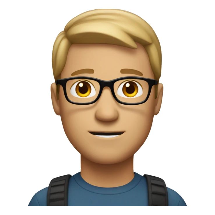 White man with light brown short hair and glasses sticker