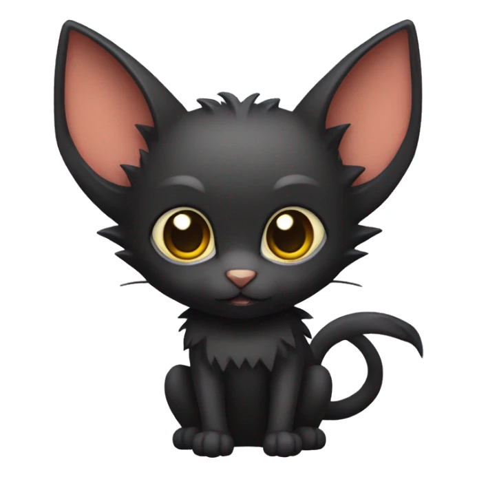 Black-Vampire-Batty-Lykoi-Cat-Fakémon-Cat With Bat-wings for ears sticker