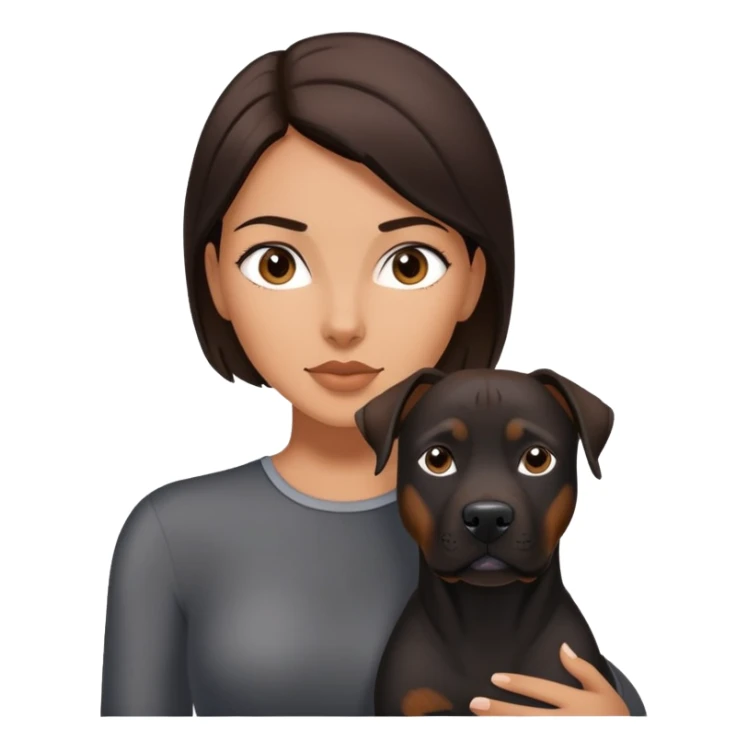 Brunette with a big black amstaff dog sticker