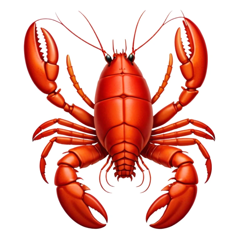 Cinematic bright red rock lobster, detailed hard shell, claws slightly open, freshly cooked, warm glowing tones, rich and indulgent. sticker