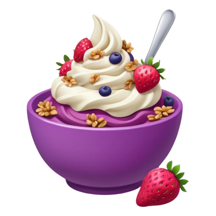 acai soft serve in a bowl either strawberries and granola sticker