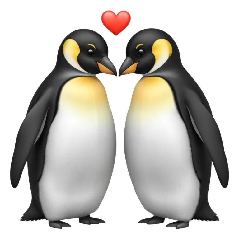 2 emperor penguins facing each other making a heart but no heart emoji added sticker
