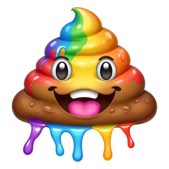 melted rainbow poop emoji monster sticker