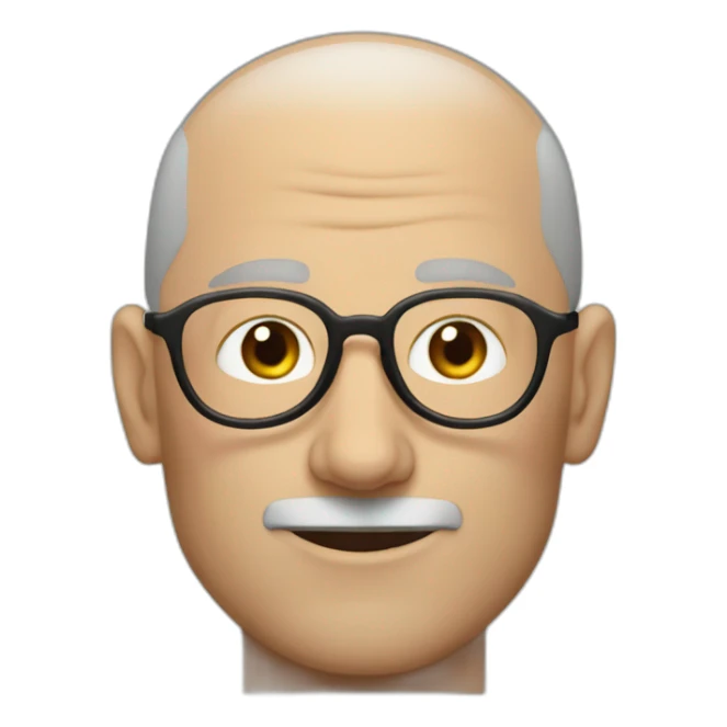 Steve job no hair wearing specs riding bicycle sticker