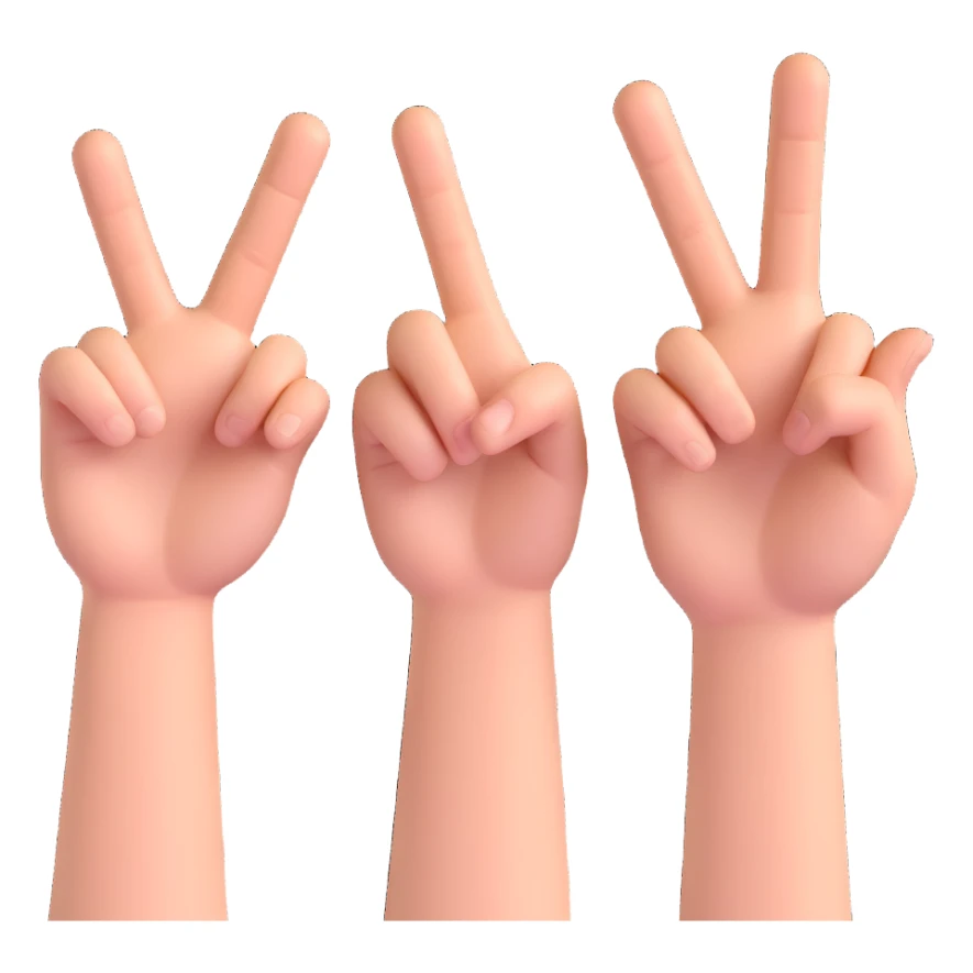 two hands, one indicating 1 with fingers, the other indicating 4, visually distinct and easy to recognize sticker