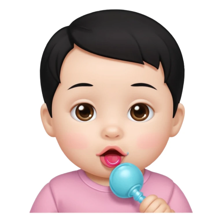 a black hair baby with pacifier sticker