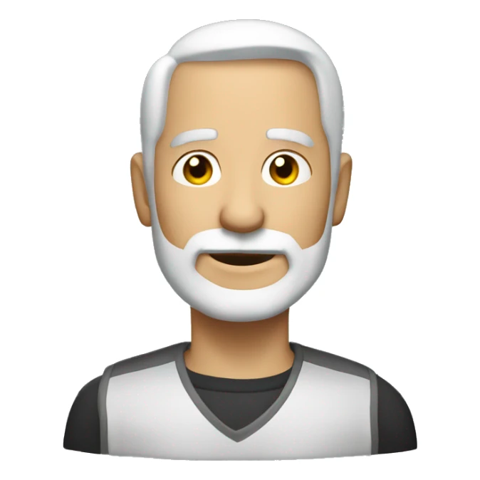 mature man with silver.white buzzed haircut & a goatee sticker