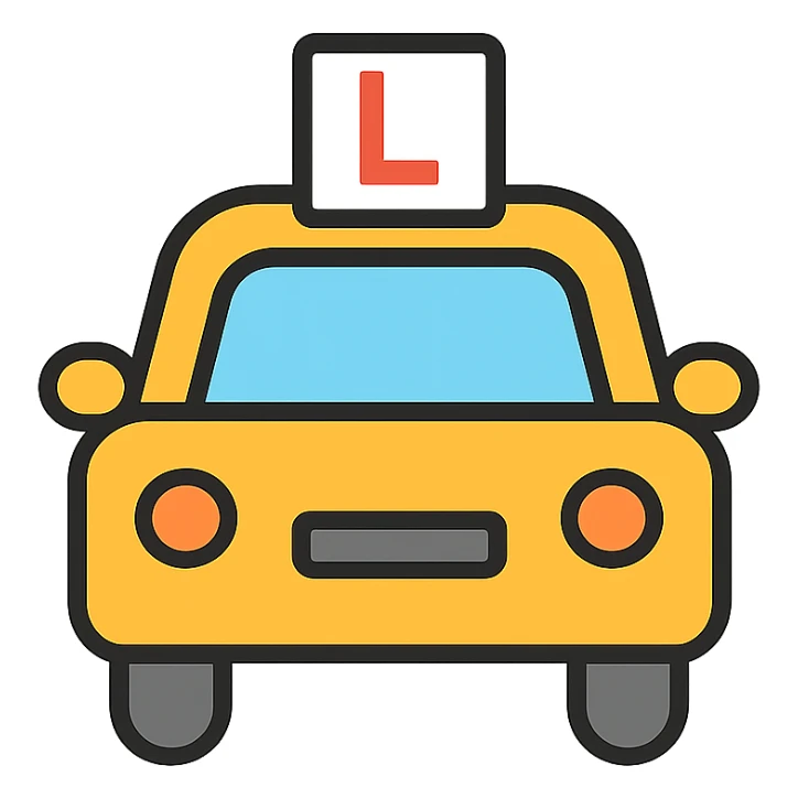 cute yellow car with learner symbol, minimal design sticker