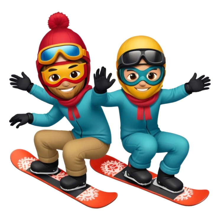 2 guys masks snowboarding birthday sticker