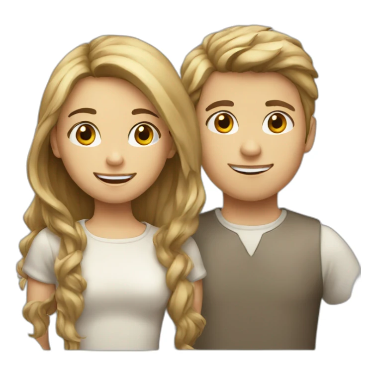 boy with brown hair and girl with blond hair sticker