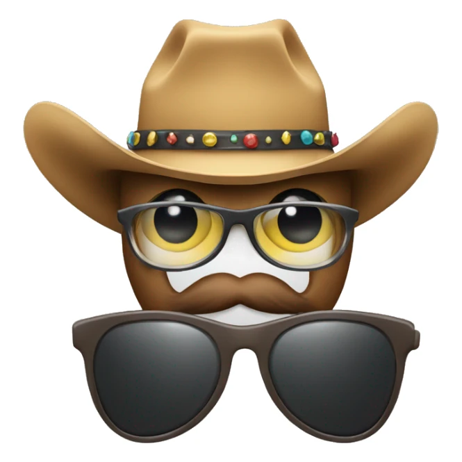 Cowboy hat with party glasses sticker