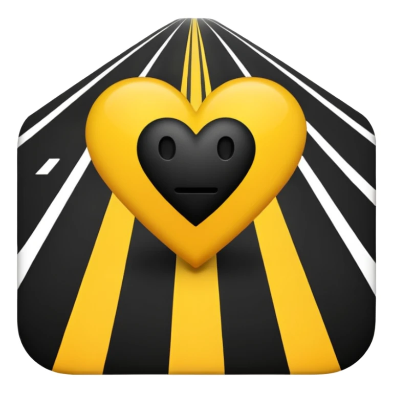 Black heart with yellow road  vertical stripe in center sticker
