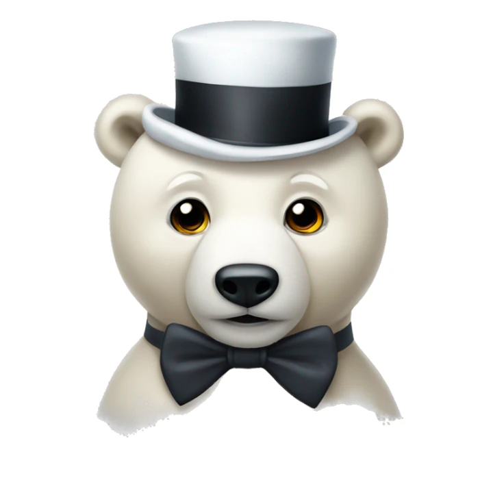 Cuddly polar bear with top hat and bow tie sticker