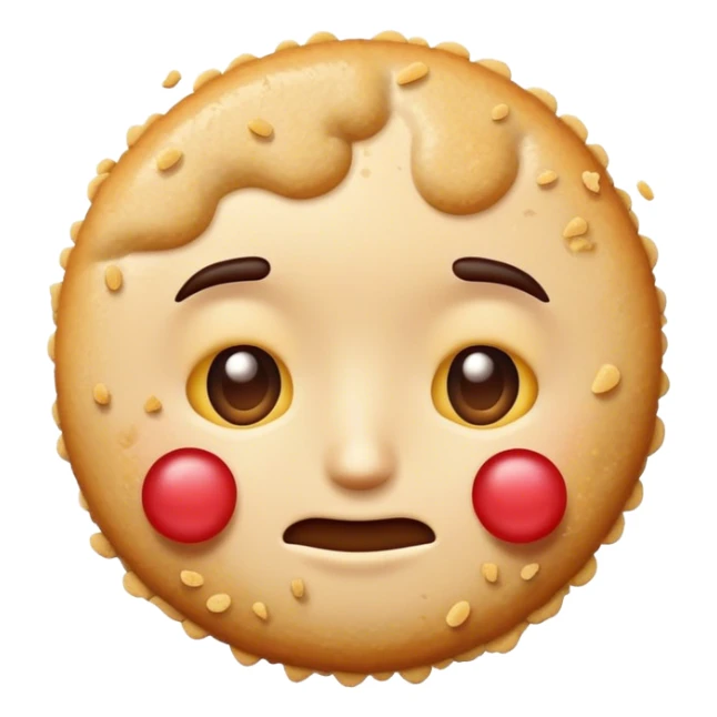 An emoji with crumbs on its face sticker