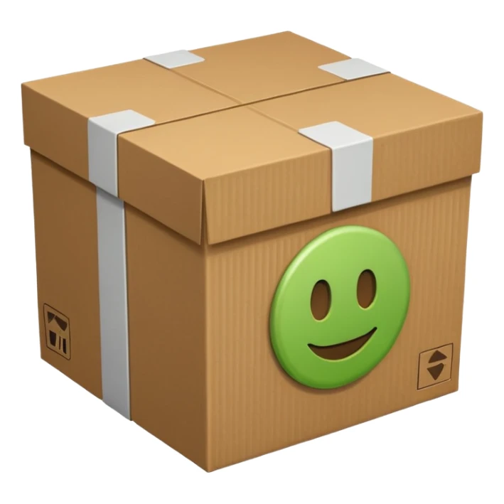 emoji of delivery box light green color sticker