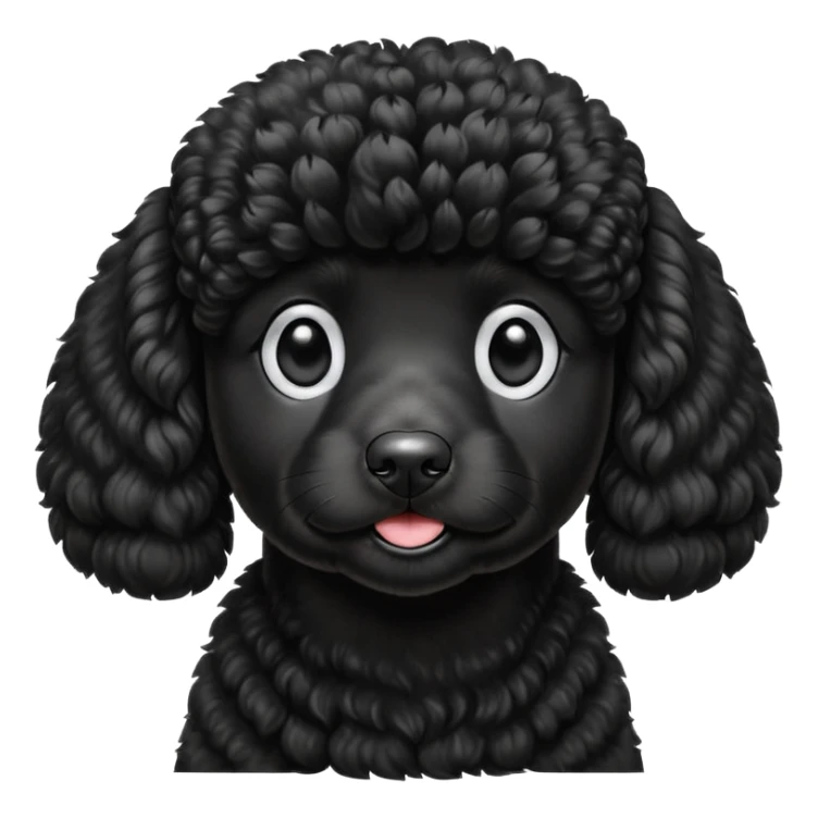 A high-resolution digital illustration of a black poodle in a clean, semi-realistic style. The poodle is shown facing sideways head tilted  sticker