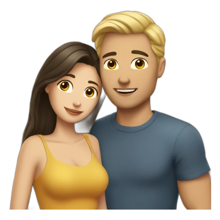 Blond man and brunette woman in love sticker