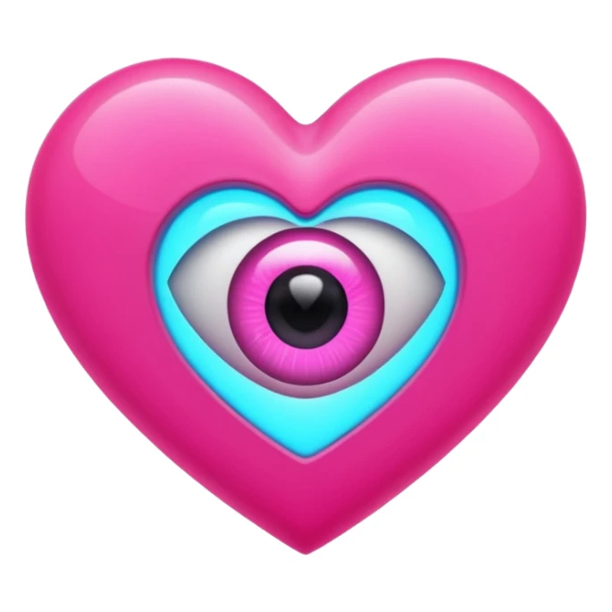 A pink neon heart with a eye in the center sticker