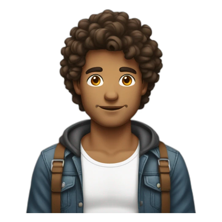 homme brun avec cheveux long et bandeau sticker