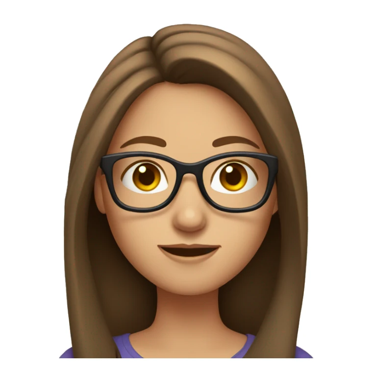 Caucasian girl with long brown hair wearing glasses sticker