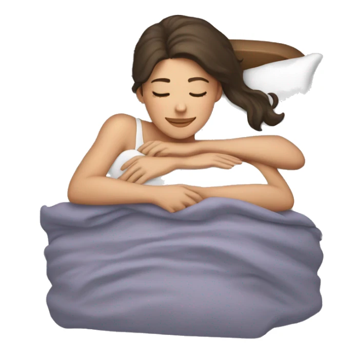 Brunette girl sleeping with lovely smile sticker
