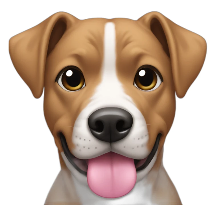 Dog pit mix black face with white spot on snout pink tongue spotted nose perky ears sticker