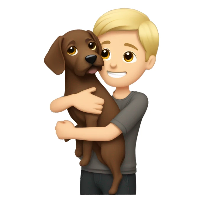 Blonde man hugging completely brown German wirehair sticker