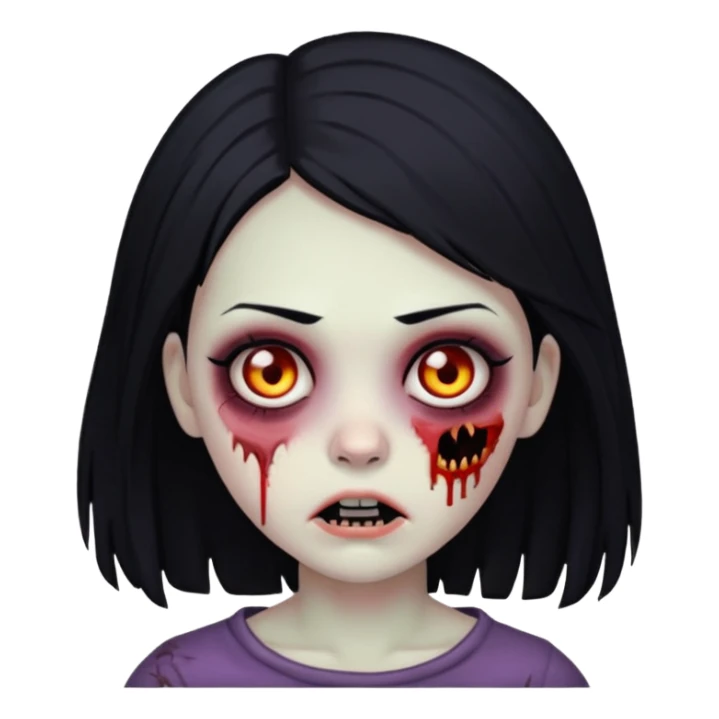 zombie girl with black hair sticker