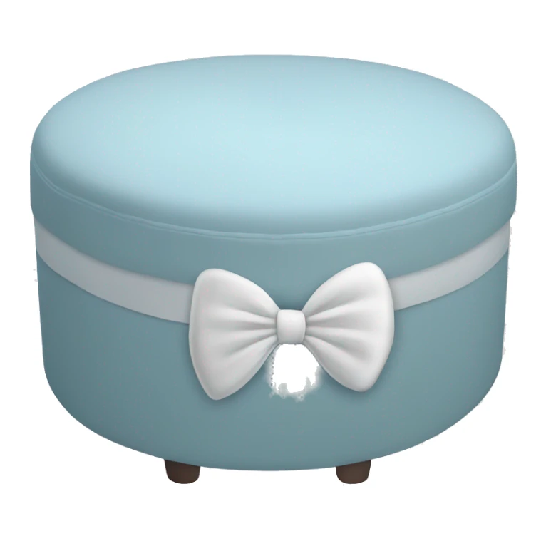 Baby blue round ottoman with a white bow on it sticker