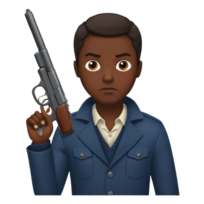 Emoji con arma de hombre solo q se note la cara y el arma sticker