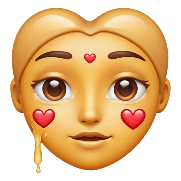 Heart eye emoji with glaze liquid on face  sticker