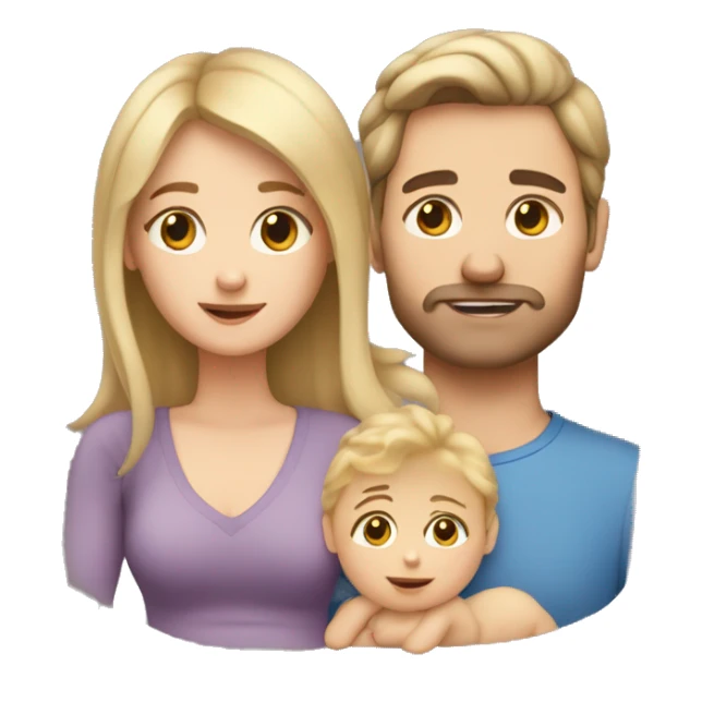 Mum, Brown hair/  Dad, Blond hair/ newborn sticker