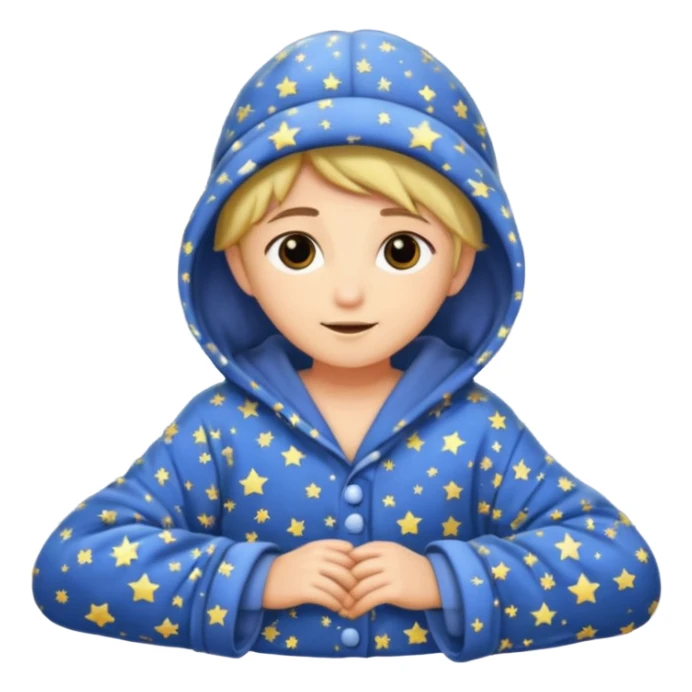 moon wearing oversized pajama hat tangled in stars sticker