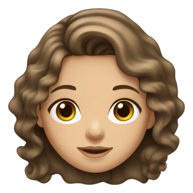 Russian brunette long wavy hair girl hazel eyes realistic sticker