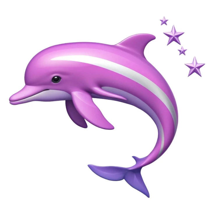 Pink and purple striped Dolphin with silver stars sticker