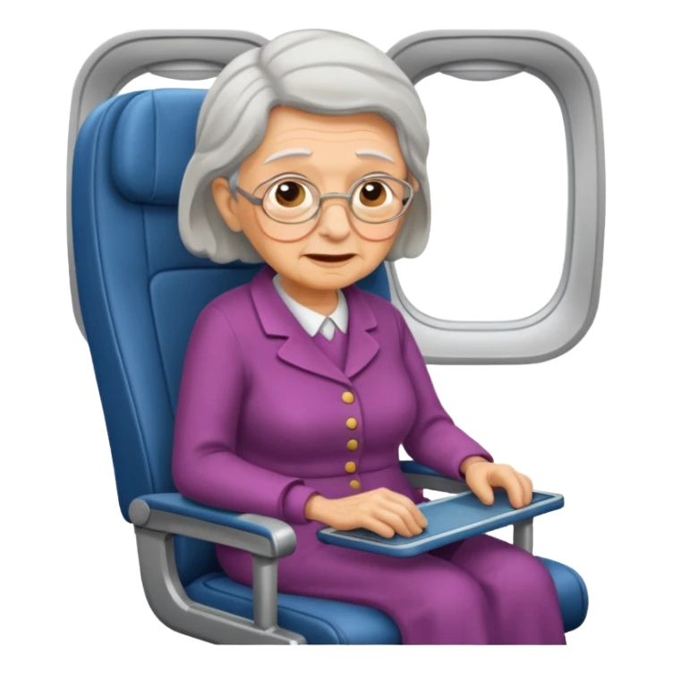 old woman passanger in plane seat sticker