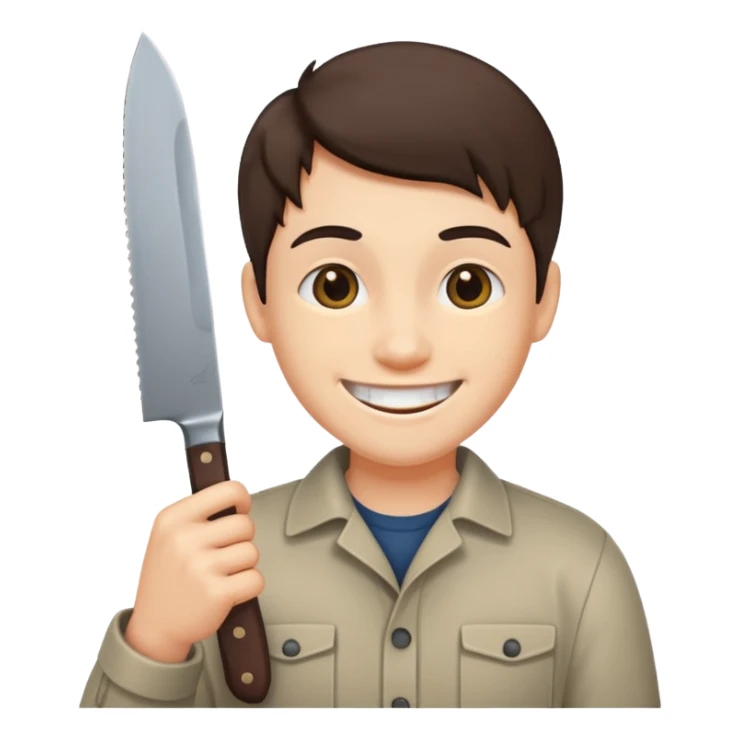 L'émoji : 😁 mais qui tien un couteau dans sa main sticker
