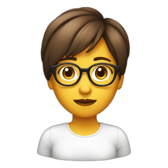 Chica pelo corto y marrón con gafas sticker
